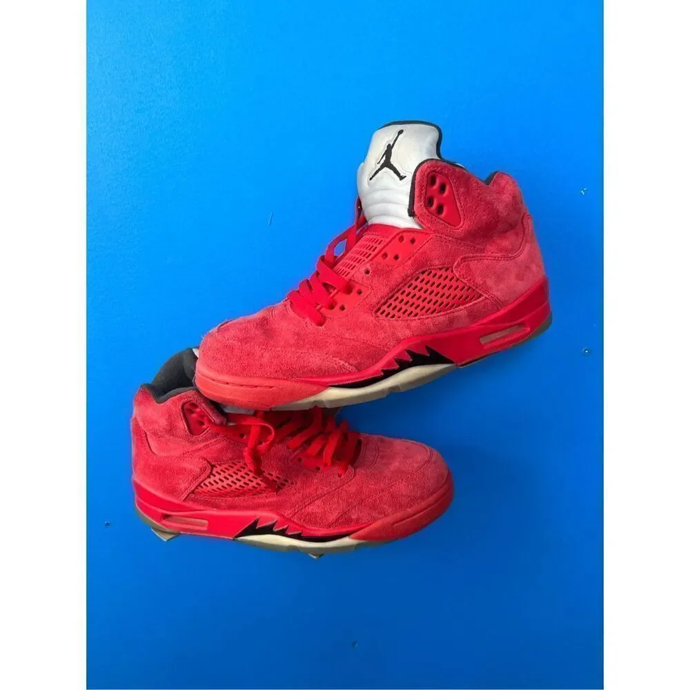 Nike Air Jordan 5 Retro Mens Size 8.5 Red Athletic Basketball Shoes 136027-602